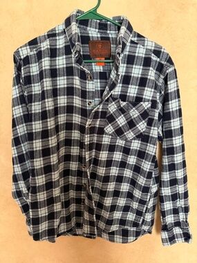 Ranch Tough navy & teal Plaid Casual Button-Down Shirt size medium heavy work